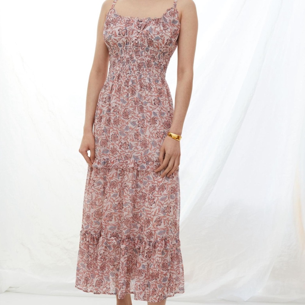NWT. Anthropologie Rosebud Ruffled Midi Dress